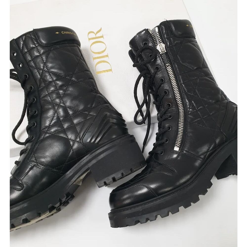 DIOR D-LEADER Cannage Quilted Leather Combat Boots - 39 - Picture 3 of 8